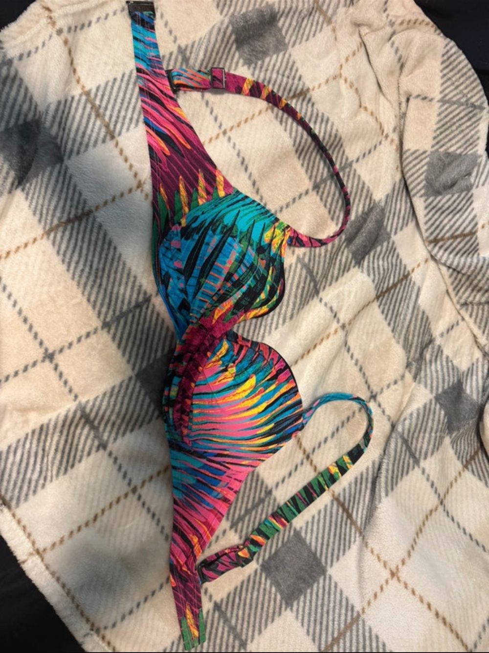 Women's Multicolor Tropical Print Bikini Top